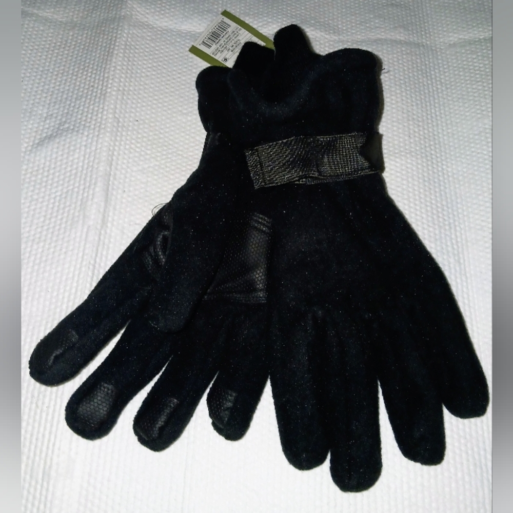 Men's GoodFellow Handwear Fleece Pieced Gloves - Black Sz M